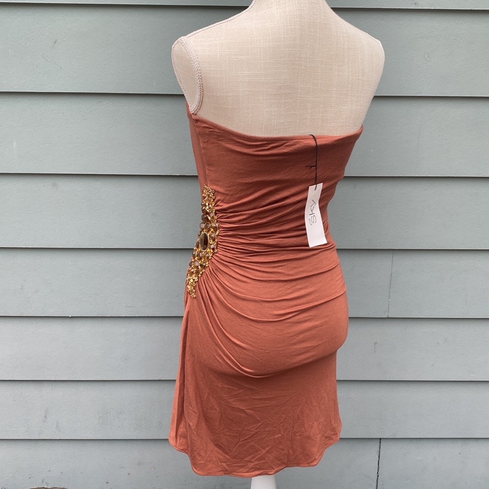 Sky brand rhinestone embellished strapless body con cocktail club dress - Picture 4 of 9